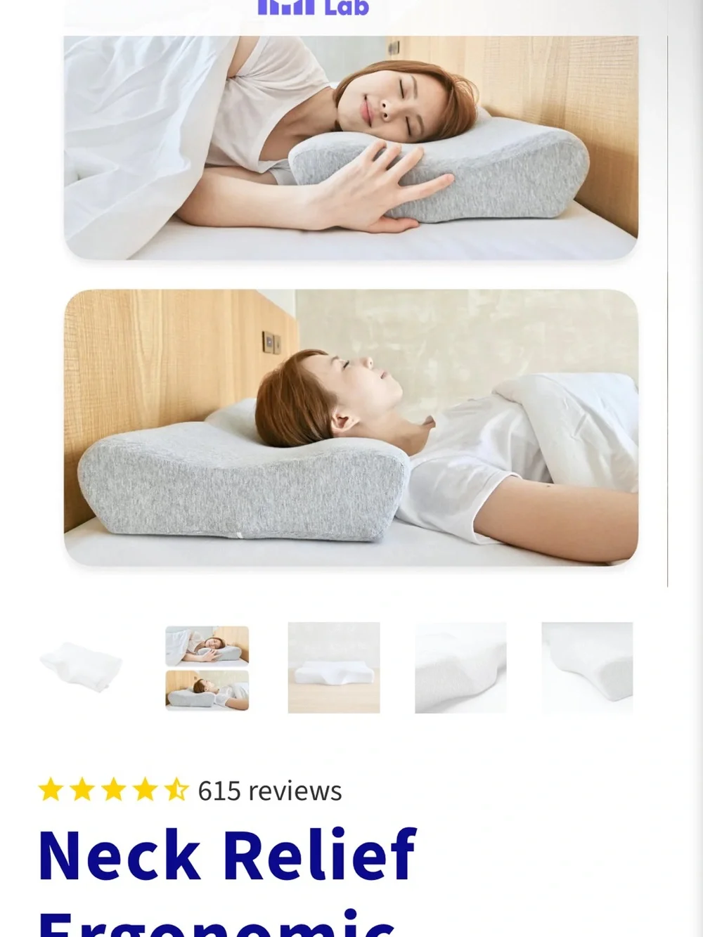 Like-new Cushion Lab Neck Relief Ergonomic Cervical Pillow